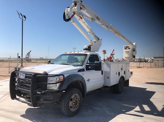 (Odessa, TX) Altec AT37G, Articulating & Telescopic Bucket Truck mounted behind cab on 2011 Ford F55