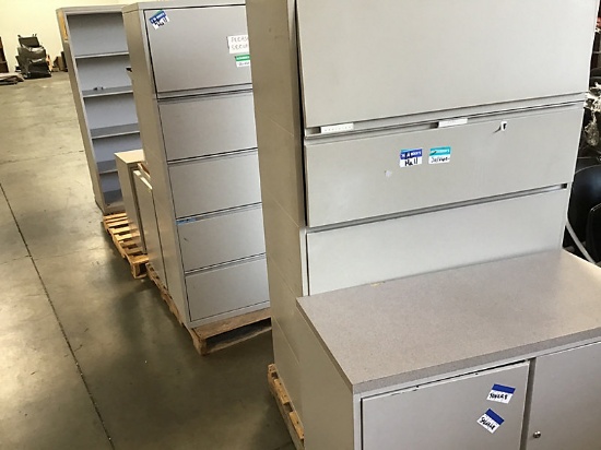 Assorted metal office furniture (Used) NOTE: This unit is being sold AS IS/WHERE IS via Timed Auctio