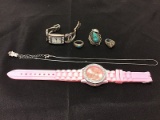 1 Necklace | 2 watches | 3 rings (Used ) NOTE: This unit is being sold AS IS/WHERE IS via Timed Auct