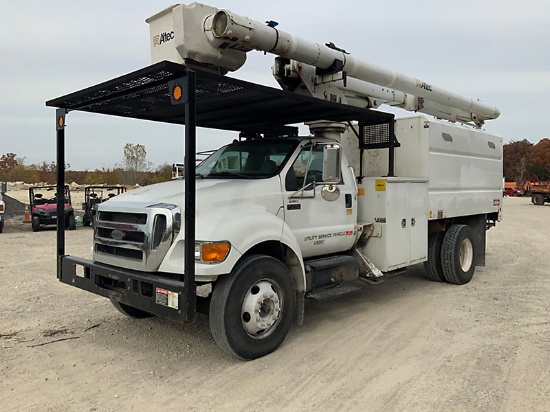 (Wright City, MO) ALTEC LRV-55, Articulating & Telescopic Bucket mounted behind cab on 2010 Ford F75