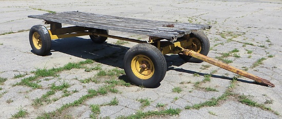 (Wells, ME) Wagon Running Gear (No Title) (Wood Deck Measures 57 in. Wide & 170 in. Long) NOTE: This