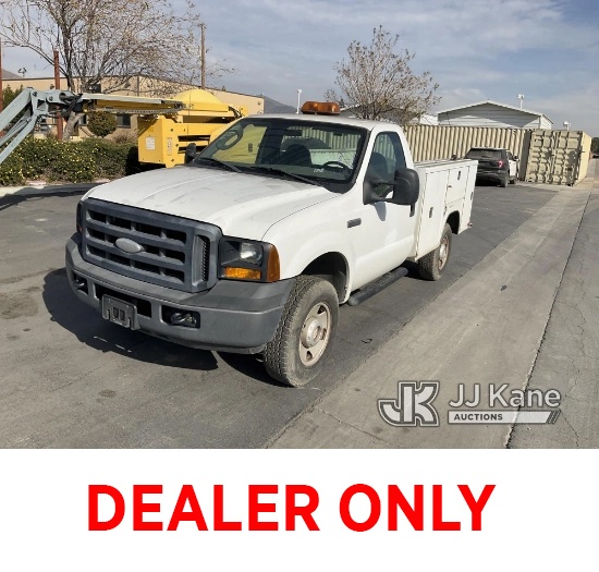 2006 Ford F250 4x4 Service Truck Runs & Moves, Air Bag Light Is On