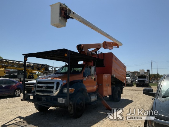 (San Antonio, TX) Altec LR756, Over-Center Bucket Truck mounted behind cab on 2012 Ford F750 Chipper