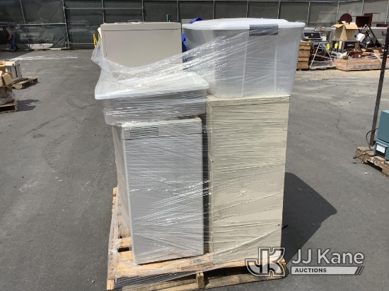 1 Pallet Of Filing Cabinets & Plastic Containers (Used) NOTE: This unit is being sold AS IS/WHERE IS