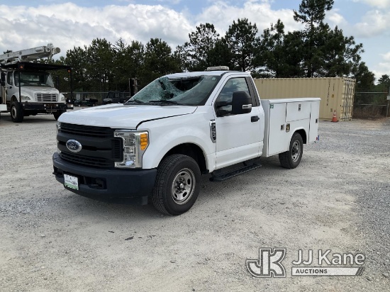 2017 Ford F250 Service Truck Runs & Moves) (Totaled, Windshield Damaged, Passenger Window Cracked