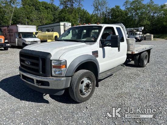 2008 Ford F450 Extended-Cab Flatbed Truck Runs & Moves, Maintenance Light On, Airbag Light On, Engin
