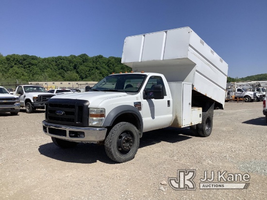 2010 Ford F550 4x4 Chipper Dump Truck Runs, Moves & Operates, Jump To Start, Check Engine Light On, 