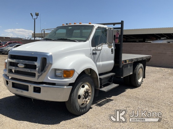 2007 Ford F650 Flatbed Truck Runs & Moves