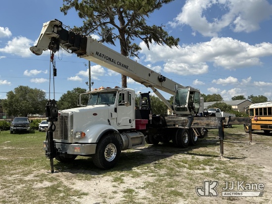 (Ocala, FL) National NBT 40, Hydraulic Crane rear mounted on 2015 Peterbilt 367 Tri-Axle Flatbed Tru