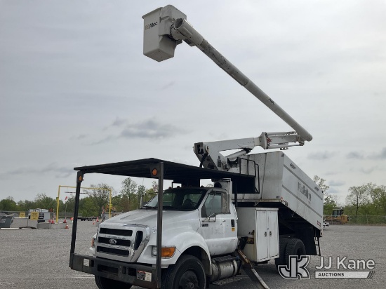(Verona, KY) Altec LR756, Over-Center Bucket Truck mounted behind cab on 2013 Ford F750 Chipper Dump