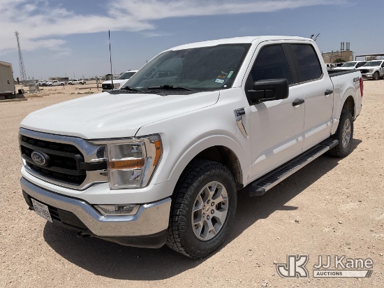 (Midland, TX) 2021 Ford F150 4x4 Crew-Cab Pickup Truck Runs & Moves) (Cracked Windshield, Drill Hole