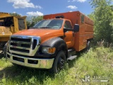 (Conway, AR) 2013 Ford F650 Chipper Dump Truck Not Running, Fire Damage, Condition Unknown) (Per Sel