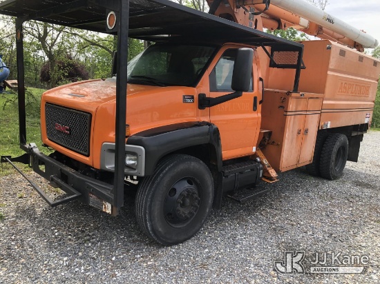 (Hagerstown, MD) Altec LRV55, Over-Center Bucket Truck mounted behind cab on 2008 GMC C7500 Chipper