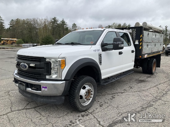 (Wells, ME) 2017 Ford F450 4x4 Crew-Cab Flatbed/Service Truck Runs & Moves) (Rust & Body Damage