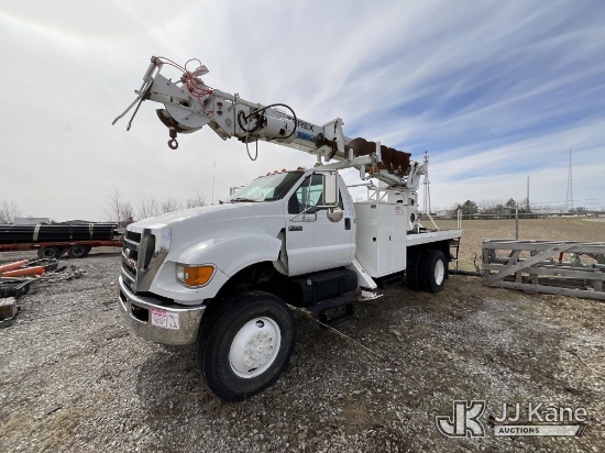 (Findlay, OH) Terex Commander C4047, Digger Derrick rear mounted on 2008 Ford F750 Flatbed/Utility T