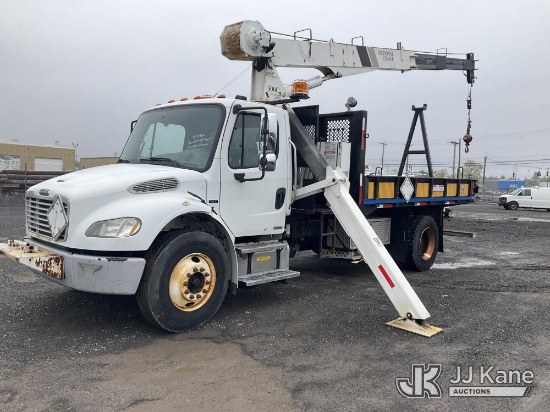 (Rome, NY) National 337C, Hydraulic Crane mounted behind cab on 2008 Freightliner M2 106 Flatbed Tru