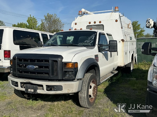 (Plains, PA) 2008 Ford F550 Crew-Cab Enclosed Service Truck Not Running, Multiple Warning & Service