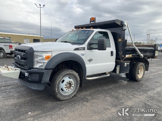 (Rome, NY) 2015 Ford F550 4x4 Dump Truck Runs & Moves, Check Engine Light On, Dump Operation Unknown