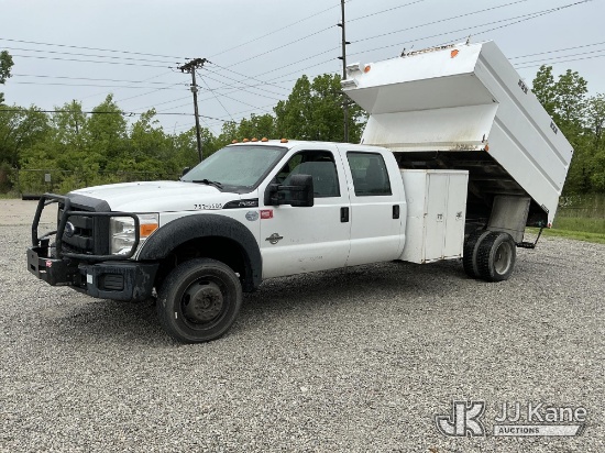 (Fort Wayne, IN) 2015 Ford F550 4x4 Crew-Cab Chipper Dump Truck Runs, Moves & Dump Body Operates) (W