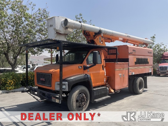 (Jurupa Valley, CA) Altec LRV55, Over-Center Bucket Truck mounted behind cab on 2008 GMC C7C042 Chip