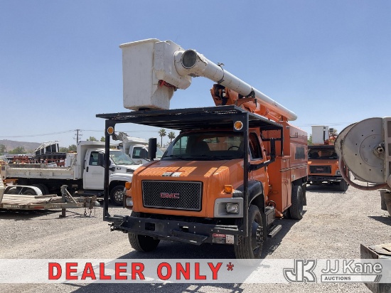 (Jurupa Valley, CA) Altec LRV56, Over-Center Bucket Truck mounted behind cab on 2008 GMC C7500 Chipp