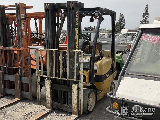 (Jurupa Valley, CA) Yale GLC060VXNGSE085 Cushion Tired Forklift Not Running, Condition Unknown) (No 