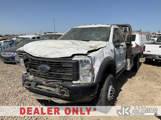 (Dixon, CA) 2023 Ford F600 4x4 Flatbed Truck Not Running, Wrecked, Has (1) Recall With Remedy Not Av