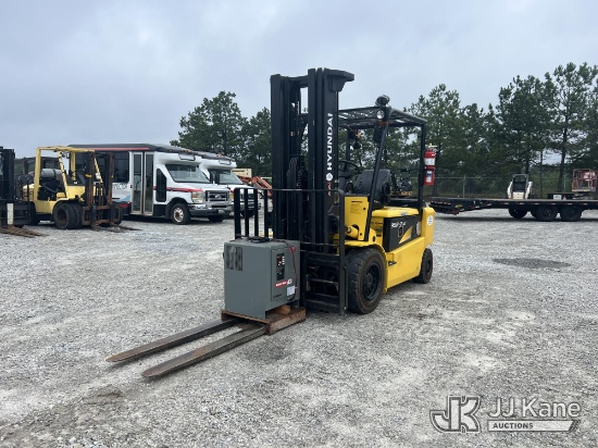 (Villa Rica, GA) Hyundai 35B-7 Solid Tired Forklift, (GA POWER) Runs, Moves & Operates