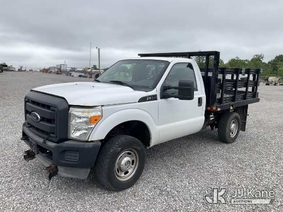 (Verona, KY) 2012 Ford F350 4x4 Stake Truck Runs & Moves) (Bad Brakes, Exhaust Leak, Rust Damage) (B