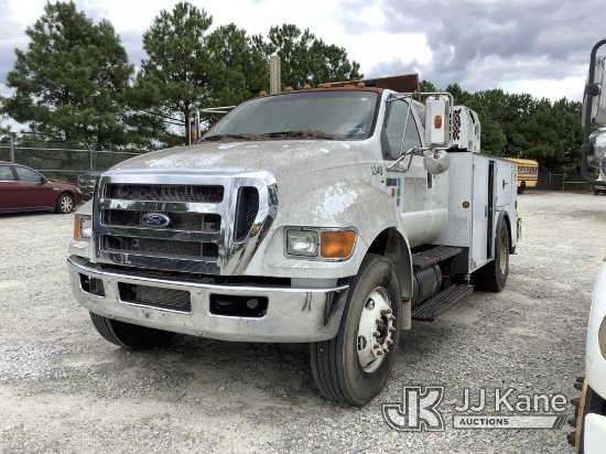 (Villa Rica, GA) 2009 Ford F750 Extended-Cab Utility Truck Not Running, Condition Unknown) (Air Comp