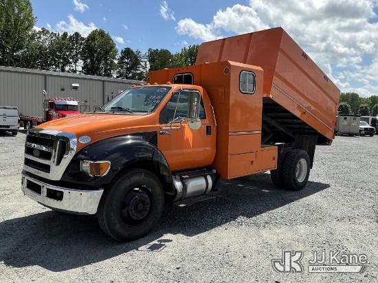 (China Grove, NC) 2013 Ford F750 Chipper Dump Truck Runs & Moves) (Red Engine Light On, Check Engine