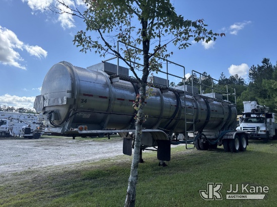 (Jacksonville, FL) 1978 Fruehauf TKP-X2-W 7200 Tank Trailer Body & Paint Damage, Tank Issues