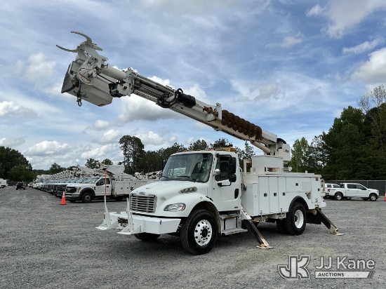 (China Grove, NC) Altec DM47-BR, Digger Derrick rear mounted on 2010 Freightliner M2 106 Utility Tru