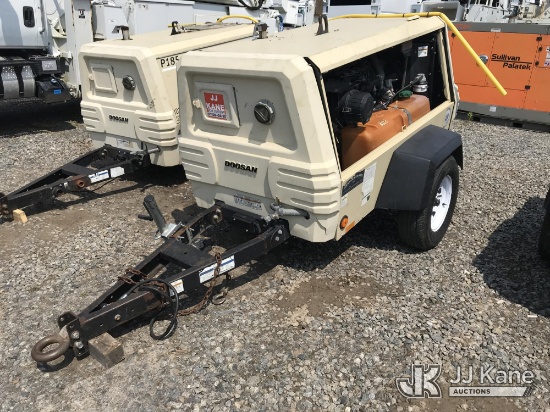 (Mount Airy, NC) 2016 Doosan P185WDZ-T4F Portable Air Compressor Runs) (Parts Missing, Body Damage