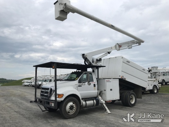 (Mount Airy, NC) Altec LR756, Over-Center Bucket Truck mounted behind cab on 2015 Ford F750 Chipper 