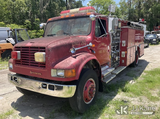 (Ocala, FL) 1992 International 4900 Pumper/Fire Truck Not Running, Condition Unknown