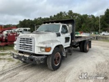 (Tampa, FL) 1998 Ford F800 Flatbed Truck Hillsborough County School Board Unit) (Runs & Moves) (Jump