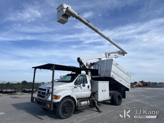 (Hawk Point, MO) Altec LR756, Over-Center Bucket Truck mounted behind cab on 2015 Ford F750 Chipper