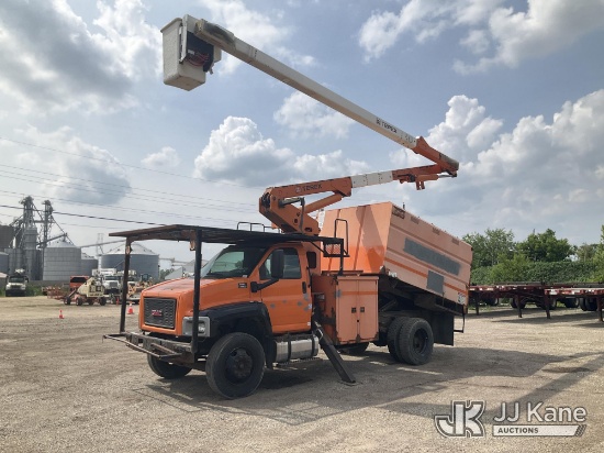 (South Beloit, IL) Terex XT-55, Over-Center Bucket Truck mounted on 2008 GMC C7C042 Chipper Dump Tru