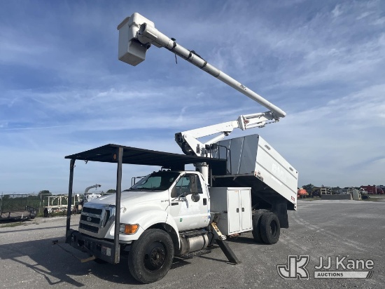 (Hawk Point, MO) Altec LR756, Over-Center Bucket Truck mounted behind cab on 2015 Ford F750 Chipper