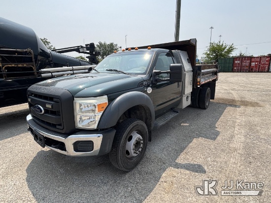 (University Park, IL) 2012 Ford F550 Dump Flatbed Truck Not Running, Condition Unknown)(Seller State