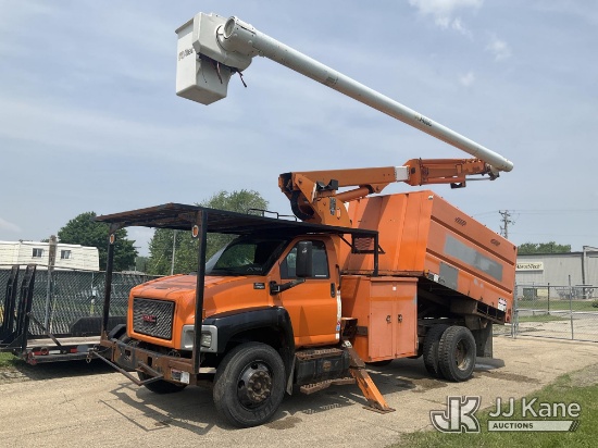 (Neenah, WI) Altec LRV 55, Over-Center Elevator Bucket Truck mounted behind cab on 2008 GMC C7500 Ch