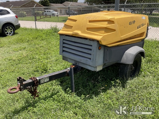 (Cypress, TX) 2013 Atlas Copco XAS185 Portable Air Compressor, trailer mtd. No Title) (Not Running, 