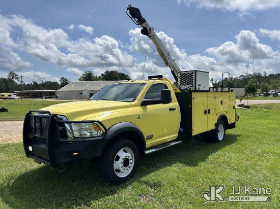 (Columbia, MS) 2012 Dodge Ram 5500 4x4 Mechanics Service Truck Runs, Moves & Crane Operates