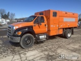 (South Beloit, IL) 2012 Ford F750 Chipper Dump Truck Runs & Moves) (PTO Lever Does Not Move-Dump Con