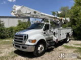 (Des Moines, IA) Altec AM55, Over-Center Material Handling Bucket Truck rear mounted on 2011 Ford F7