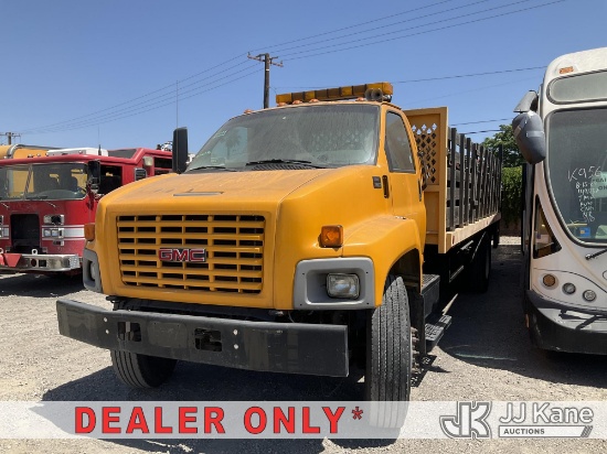 (Jurupa Valley, CA) 2007 GMC C8500 Stake Truck Not Running, Condition Unknown) (Missing Key, Strippe