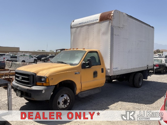 (Jurupa Valley, CA) 1999 Ford F550 Van Body Truck Not Running, Condition Unknown, Damage To Driversi