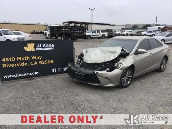 (Jurupa Valley, CA) 2016 Toyota Camry 4-Door Sedan Not Running, Condition Unknown, Wrecked, Airbags 