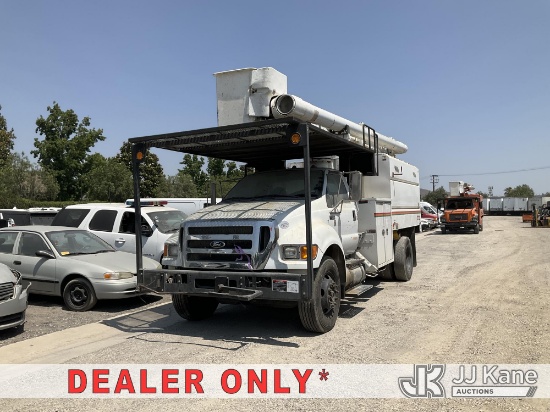 (Jurupa Valley, CA) Altec LR756, , 2013 Ford F750 Chipper Dump Truck Not Running, Condition Unknown)